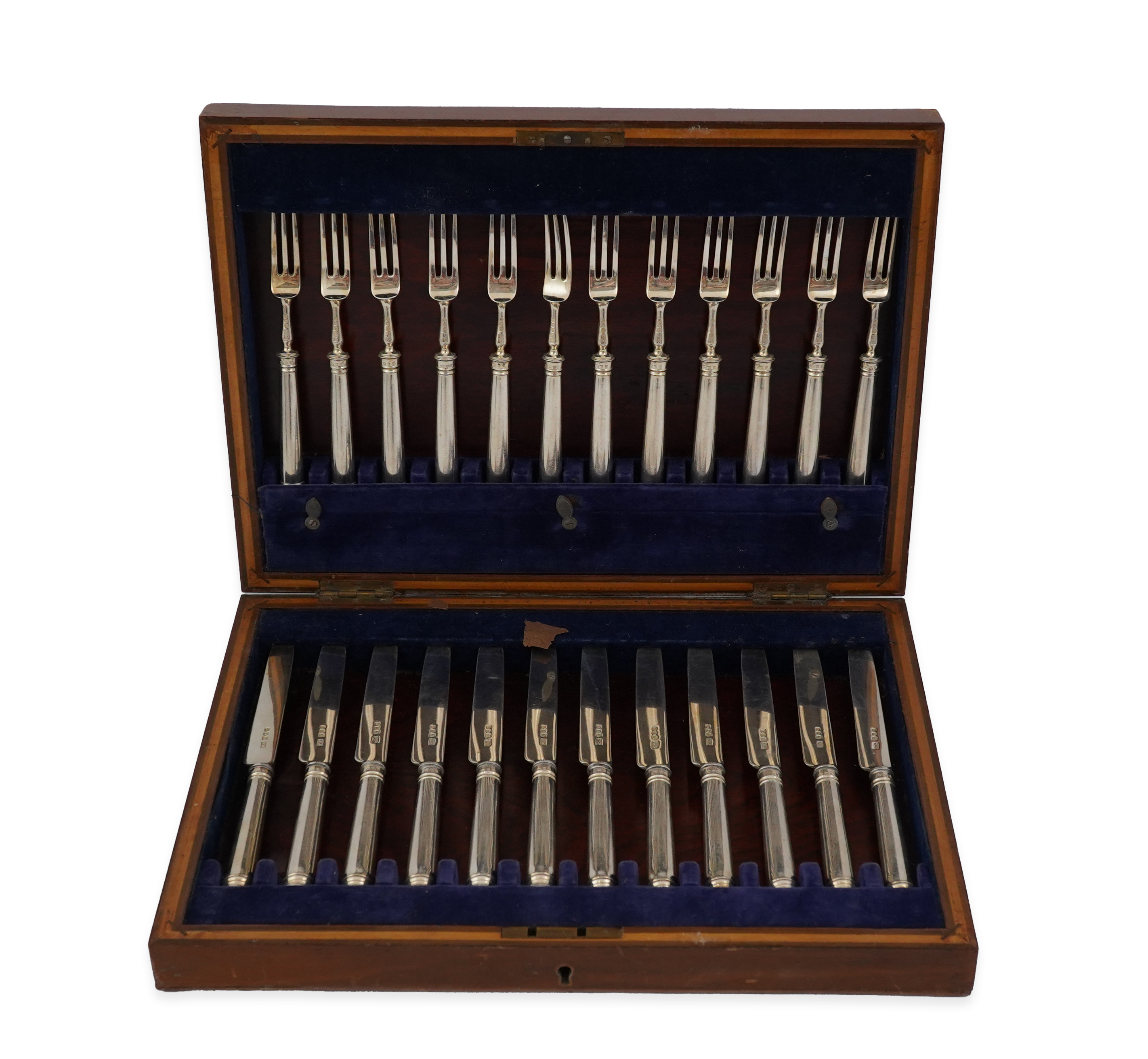 Twelve pairs of George V silver dessert eaters, by Mappin & Webb